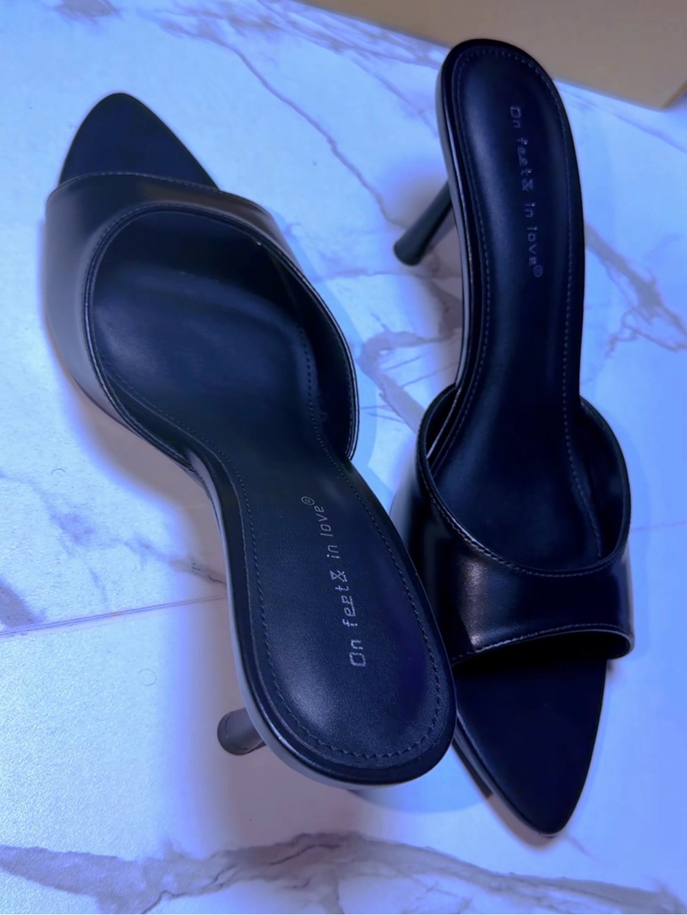 On Fleek In Love Black Pointed Stiletto Mules